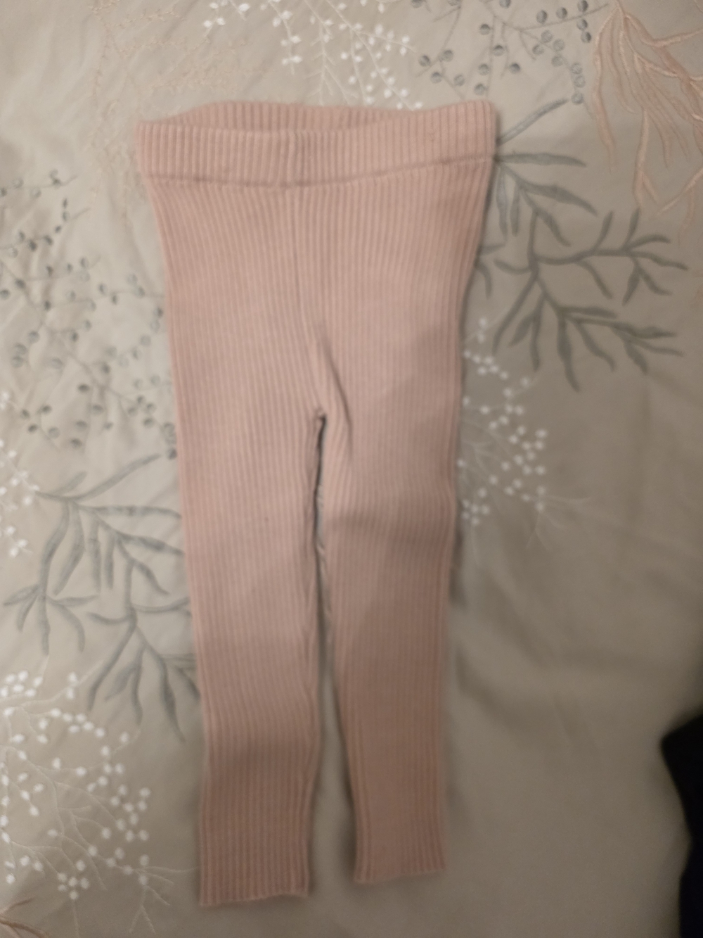 Kids Ribbed Leggings in Light Pink